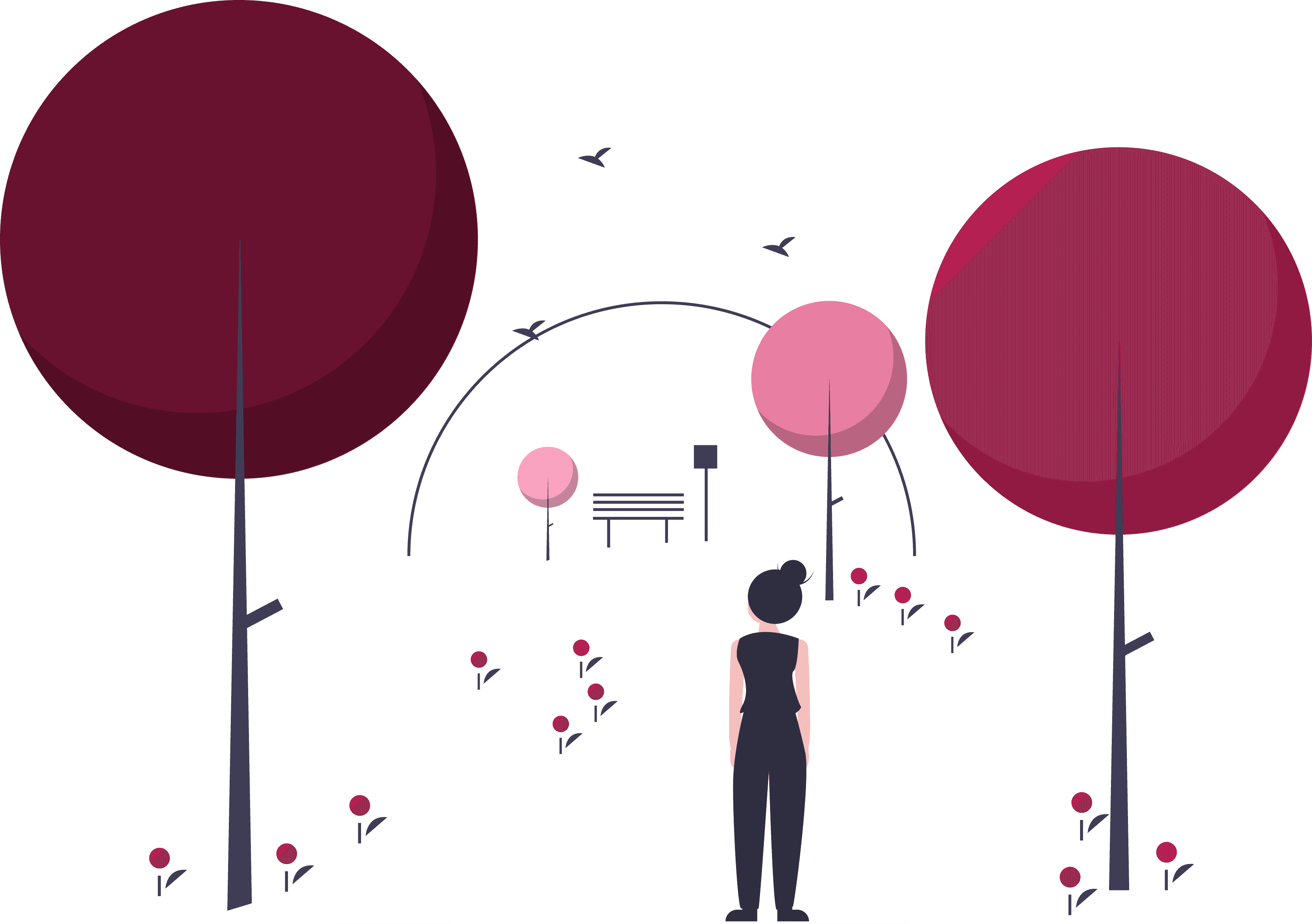 Lugn park som symboliserar mental hälsa och välbefinnande